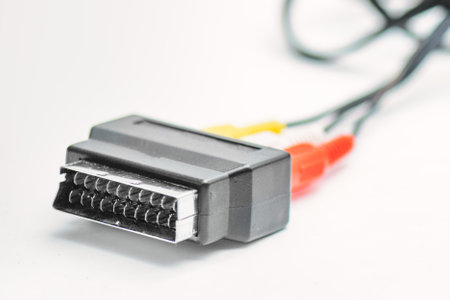 Scart socket on white backgroundの写真素材