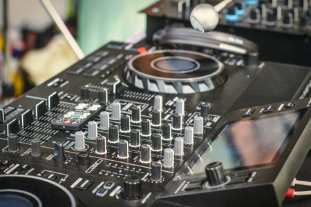 DJ console set for outdoor party