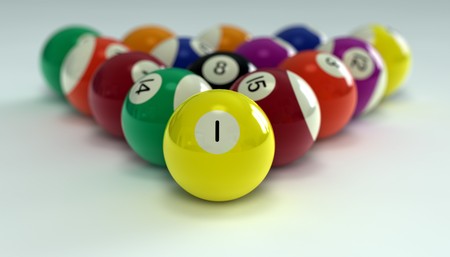 Close up of billiards balls with blur