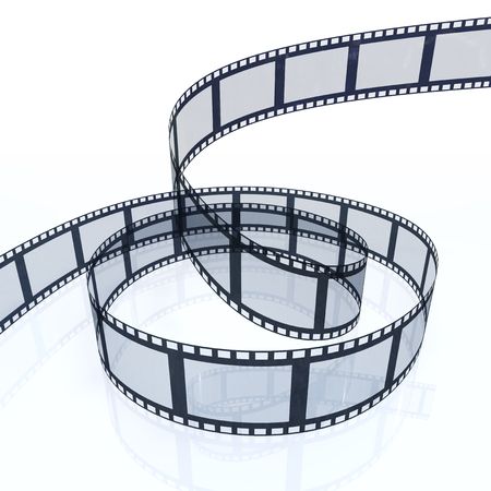 3d image of a filmstrip isolated on white backgroundの写真素材