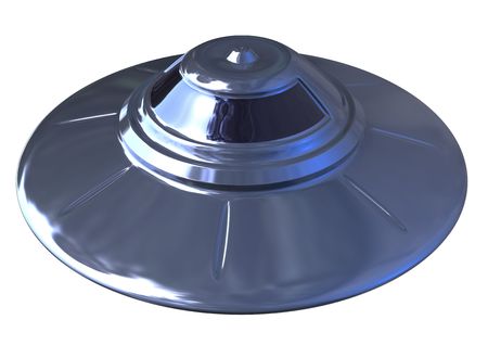 3d isolated retro style shiny ufo objectの写真素材