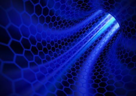 abstract virtual blue tunnel backgroundの写真素材