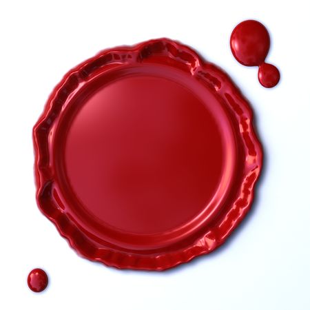 isolated red wax seal on white backgroundの写真素材