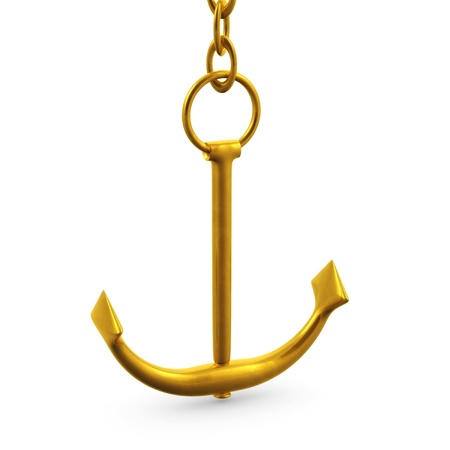 golden anchor isolated over white background