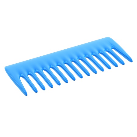 3d blue comb isolated on white backgroundの写真素材