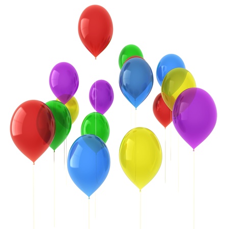 3d image of colorful balloons isolated on white backgroundの写真素材