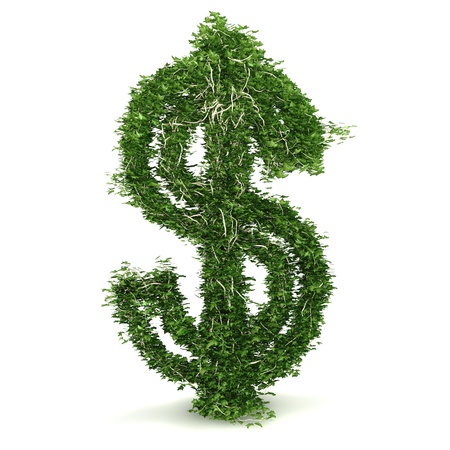 3d rendering of a dollar symbol made of ivyの写真素材
