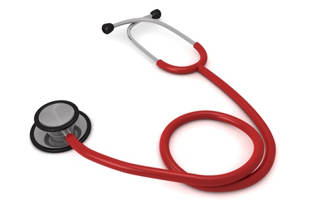 computer generated red stethoscope isolated on white backgroundの写真素材