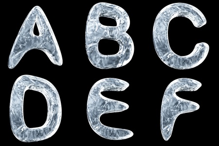 3d image of icy font collectionの写真素材