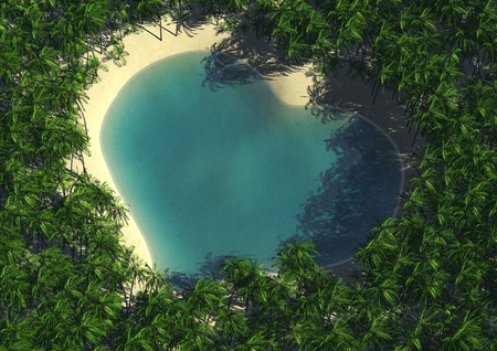 3d computer image of an heart shape lacoonの写真素材