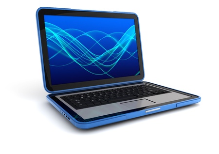 3d computer generated of a laptop  isolated on white backgroundの写真素材