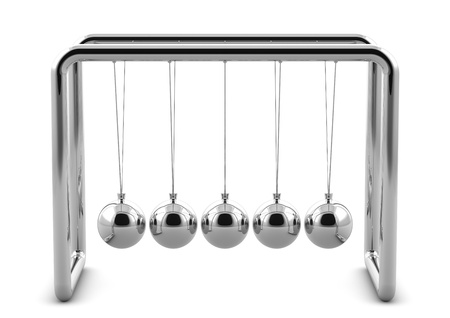 3d computer generated image of a newton pendulum isolated on white backgroundの写真素材