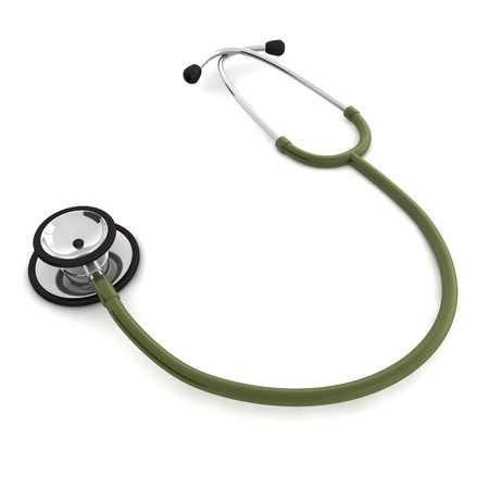 computer generated red stethoscope isolated on white backgroundの写真素材