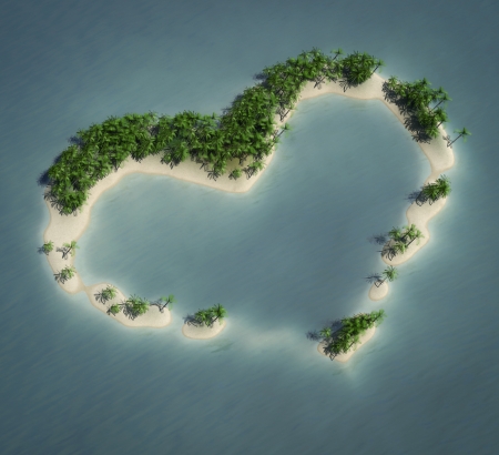 render of an heart shaped islandの写真素材