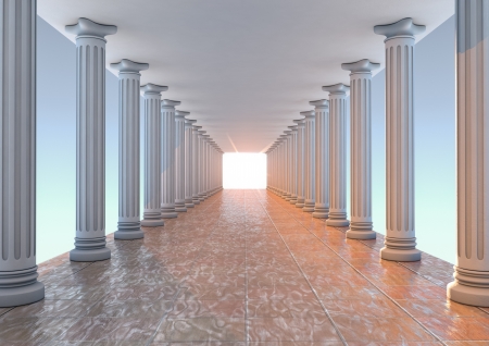 render of a corridor with columnsの写真素材