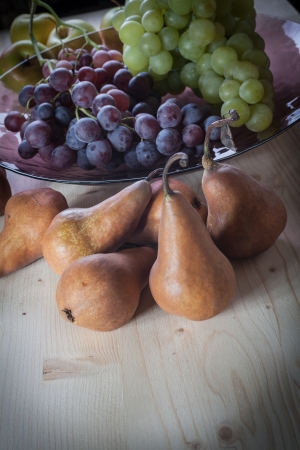 Pear and grapes fruitの写真素材