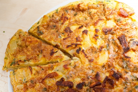 Frittata with potatoes, Parmesan and parsleyの写真素材