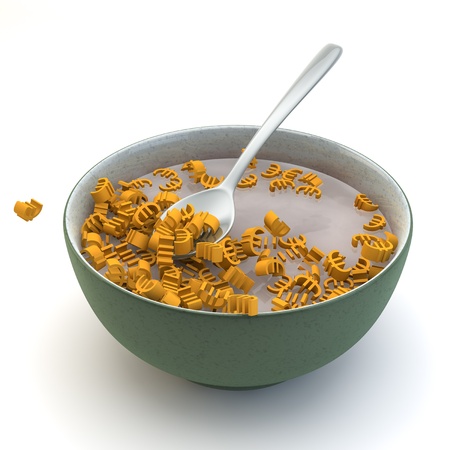 redner of a cub with euro shaped biscuitsの写真素材