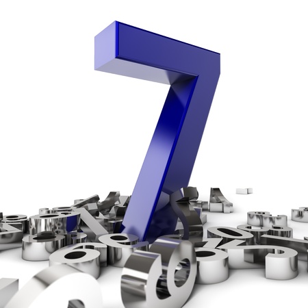 Render of a  blue number sevenの写真素材