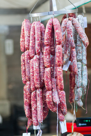 sausage in a marketの写真素材