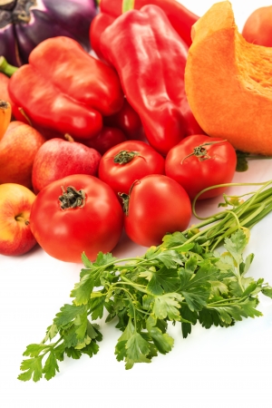 Various vegetables on white backgroundの写真素材