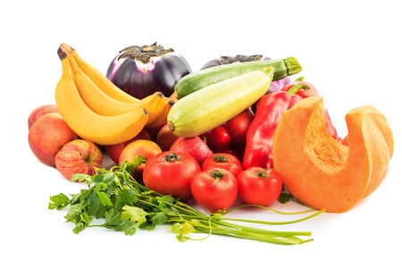 Various vegetables on white backgroundの写真素材