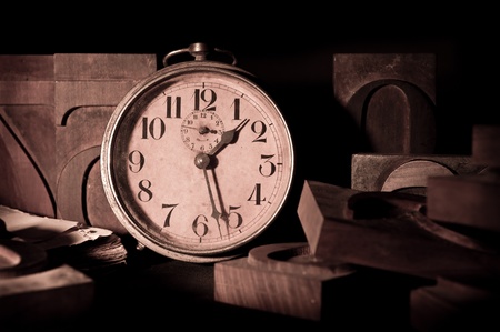 old clock in a printingの写真素材