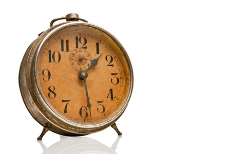 old clock on white backgroundの写真素材