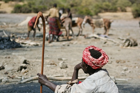 Gatherer of salt. El Sod, Ethiopia.