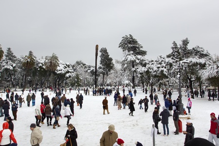 Snow in Villa Borghese, Rome  Italy  のeditorial素材