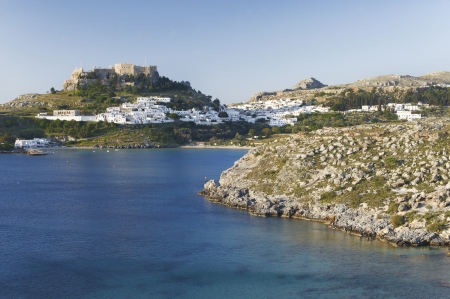 View of Lindos in the morningの写真素材