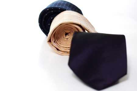 a set of ties against white backgroundの写真素材
