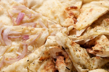 tasty italian focaccia with salt and olive oilの写真素材