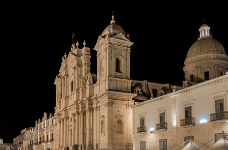 Noto Sicily cathedral in the nightの写真素材