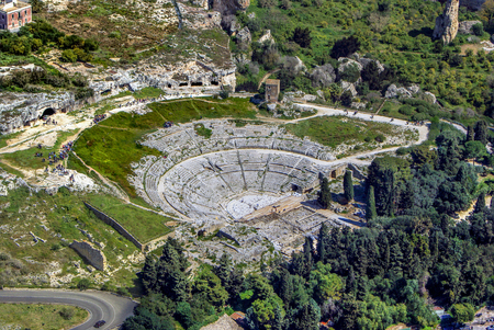 Greek Theater of Syracuse Sicilyの写真素材