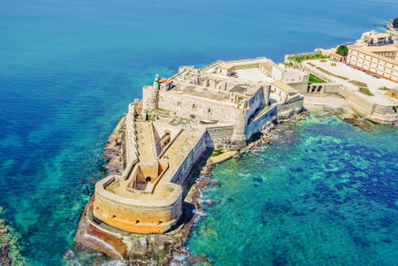Aerial view of Maniace fortress in Syracuse Sicilyのeditorial素材