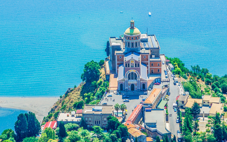 Aerial view of Sanctuary of Tindari Madonna Sicilyの写真素材