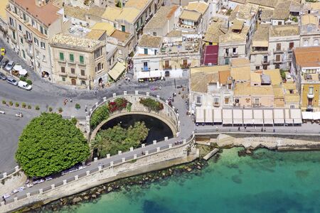 Aerial view of the source of Arethusa in Syracuseの写真素材