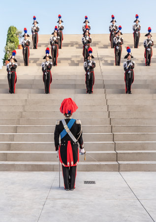 Syracuse Sicily Italy - June 06 2022: Carabinieri lined up on the occasion of their historical...