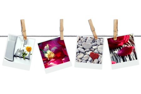 Romantic pictures hanging on the wire