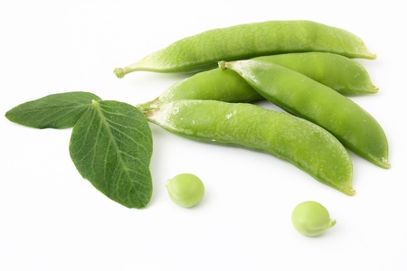 Pea pods and leavesの写真素材