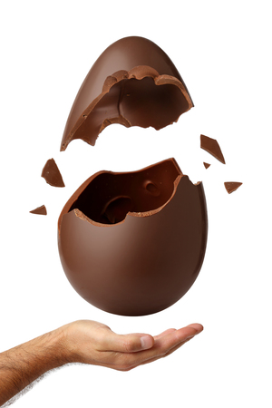 Easter egg exploded onto the palm of your handの写真素材