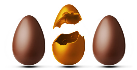 Three chocolate eggsの写真素材