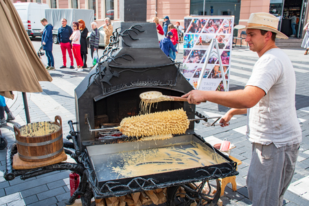 Sakotis, Lithuanian and Polish traditional cuisine layered cake tree cake, Christmas biscuitのeditorial素材