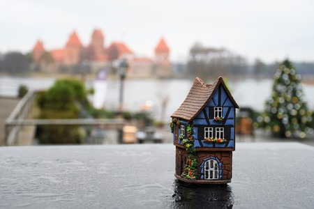 Medieval castle of Trakai on background, Vilnius, Lithuania, Eastern Europe, located between beautiful lakes and natureのeditorial素材
