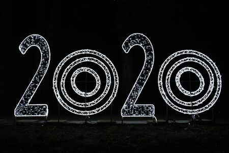 New Year 2020, numbers with lightsの写真素材