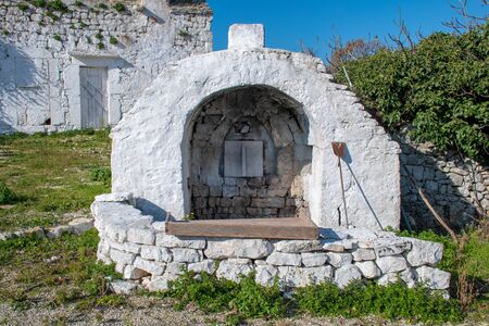 Ancient old stone oven in a countryside village in Puglia, Italy, Europeのeditorial素材