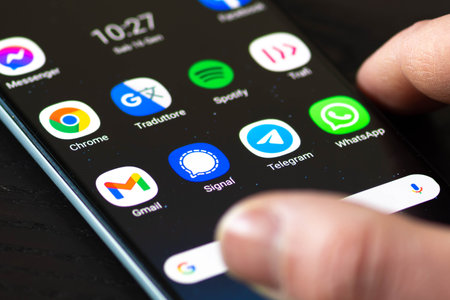Vilnius, Lithuania - January 16 2020: Signal app, a cross-platform encrypted messaging service...