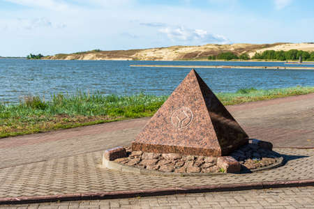 Nida, Lithuania - May 23 2021: View of desert dunes of the Curonian Spit in Nida fishermen's village, Lithuania, Europe and UNESCO heritage symbol or signpostのeditorial素材