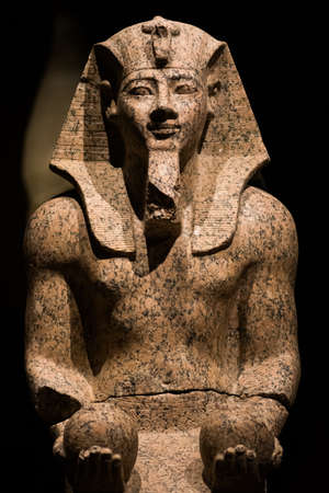 Torino, Italy - September 6 2021: Egyptian Museum, Turin, Italy, Statue of king Tuthmosis III,...